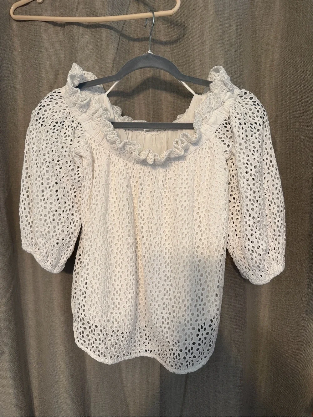 Astr the label Brissa eyelet off the shoulder top